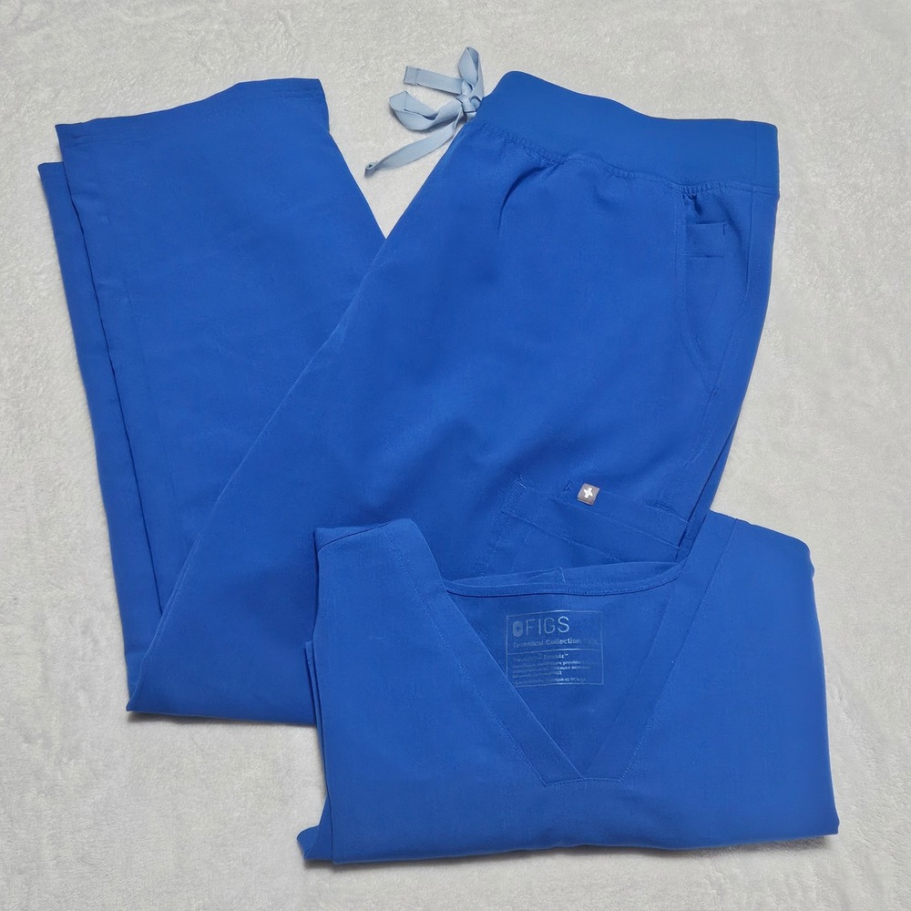 Figs Scrub Set Women Blue XXL/P Casma 3 Pocket Top Yola Skinny High Waisted Pant